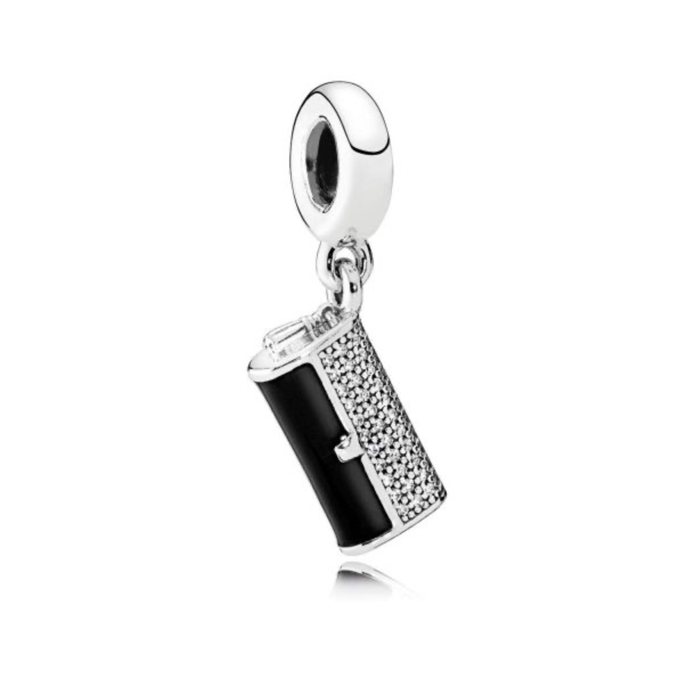 Pandora Clutch Bag Dangle Charm, Black Enamel & Clear Cubic Zirconia